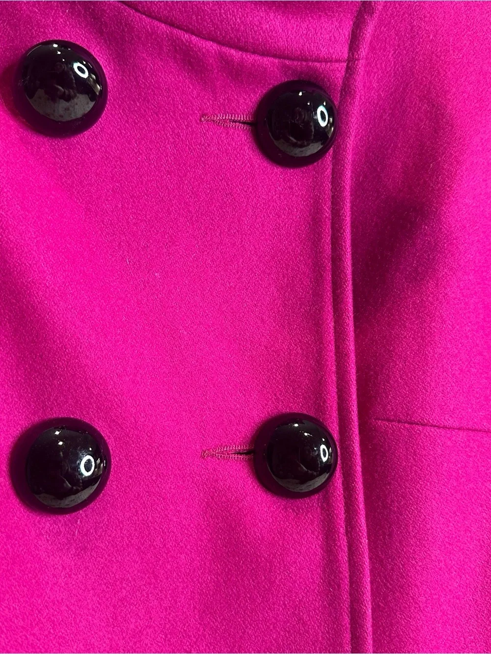 M. JULIAN WOMENS DOUBLE-BREASTED FUSCHIA WOOL COAT SIZE M - Picture 3 of 8